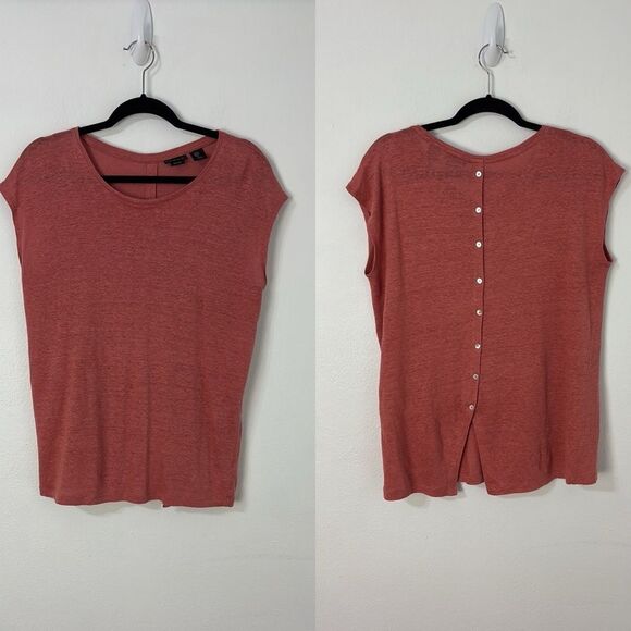 Tahari Terracota Linen Top M Relaxed Lagenlook Minimalist Breathable Natural - Picture 1 of 10
